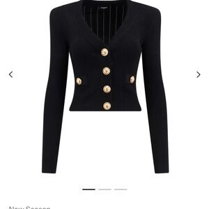 Balmain black cardigan with gold buttons